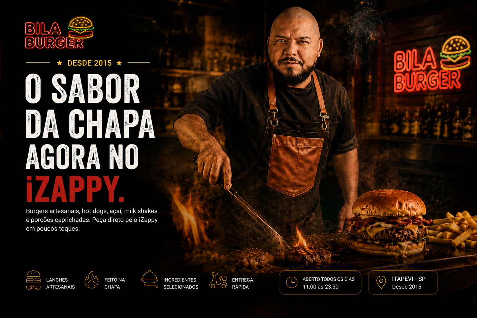 Chef do Bila Burger na chapa